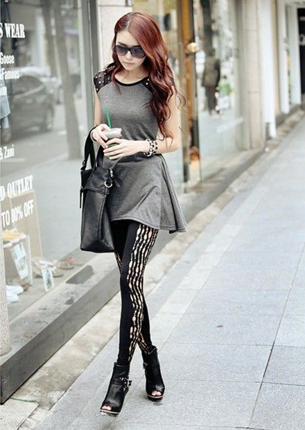 镂空点缀打底裤 细腿追潮,巧搭打底裤