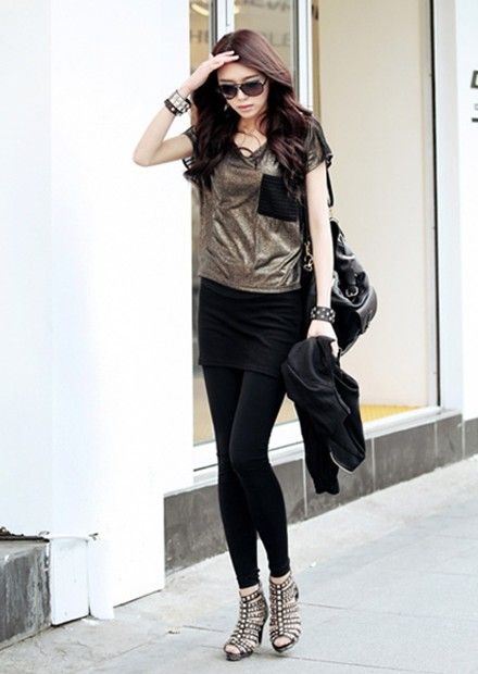 经典黑色打底裤 细腿追潮,巧搭打底裤